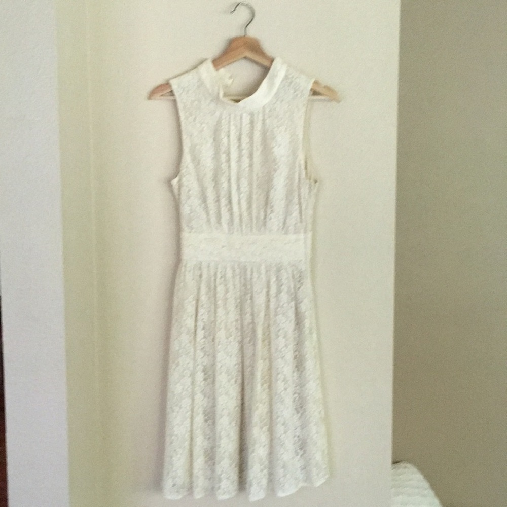 Cream lace mock neck daytime dress, worn once